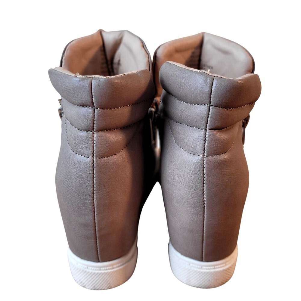 Steve Madden Linqsp Taupe Hidden Wedge Sneakers sz 8 Perforated Fashion High Top - Picture 6 of 16
